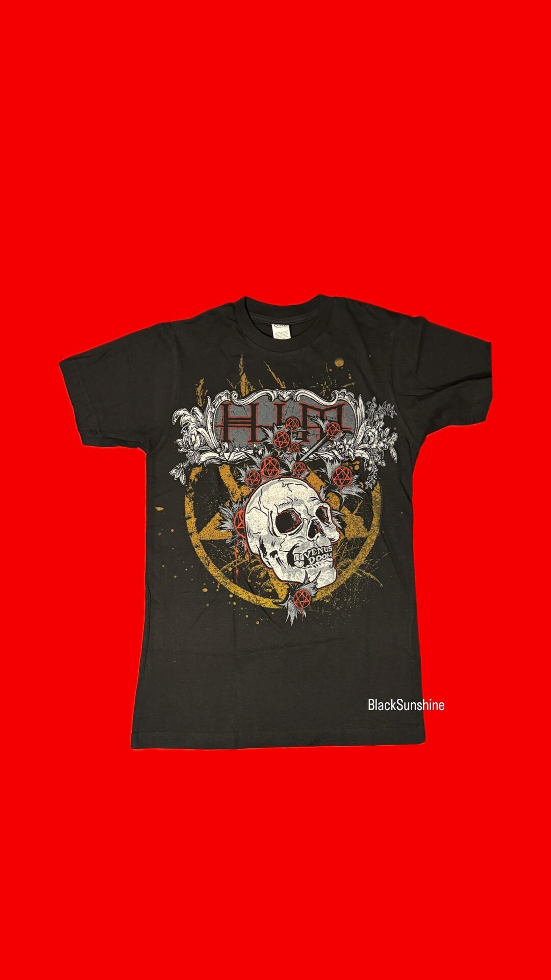 HIM His Infernal Majesty Purple Heartagram Skull Goth Metal Rock