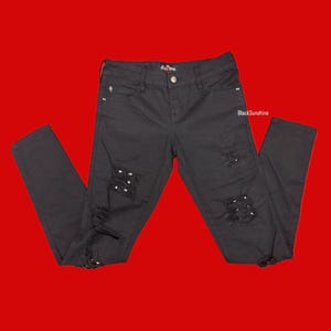 Royal Bones By Tripp Black Studded Distressed Super Skinny Jeans Pants Size 3
