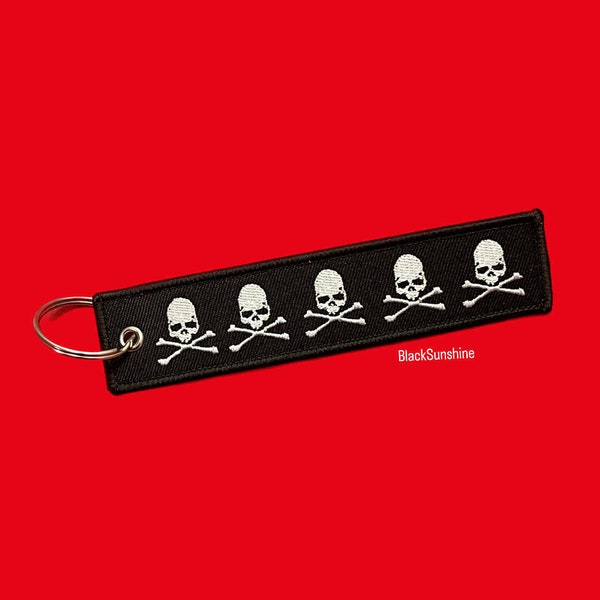 Skull Crossbones Jet Tag Alt Goth Gift Keychain