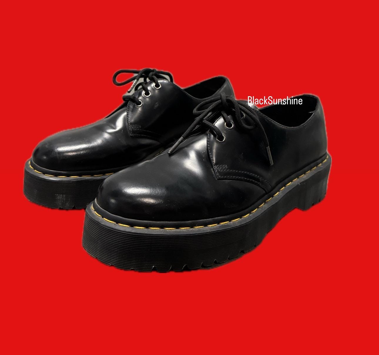 Dr. Martens 1461 Quad Platfor  Black Smooth Leather Shoes Men’s 7 Women’s  8 Amazon.com | Dr. Martens Womens 1461 Quad Heart Leather  main image 2