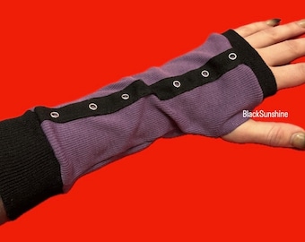 Eyelet Purple Black Emo Mall  Goth Armwarmers