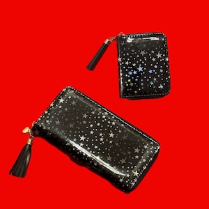 Cartera con tarjetero y cremallera de estrella, estilo emo gótico