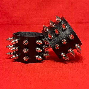 3 Row Spike Emo Goth Alt Wristband Snap Button Bracelet