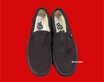 Zapatillas Vans negras sin cordones, estilo emo, talla 6.5 M (8W)