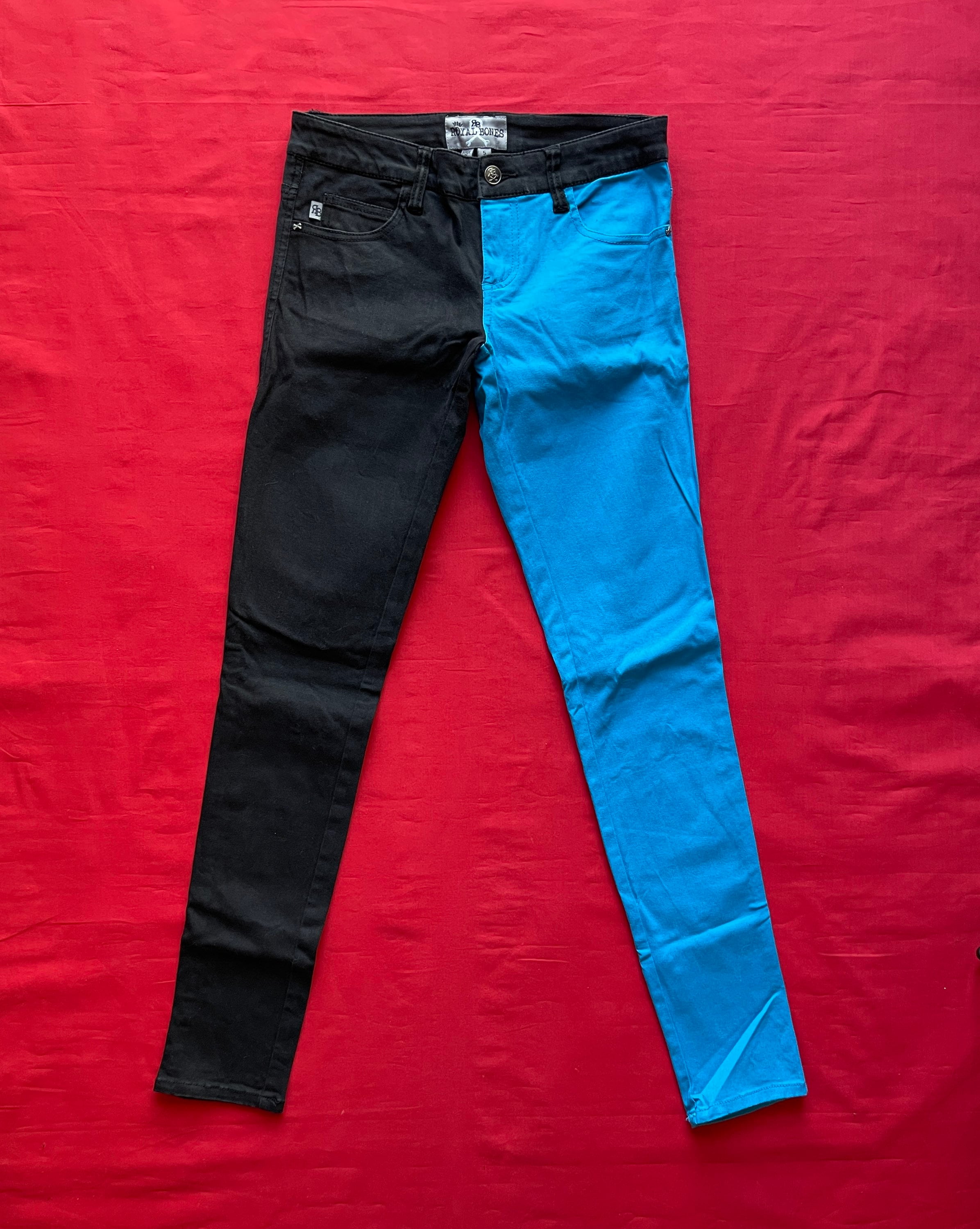 Royal Bones by Tripp Split Black Blue Pant Legs Skinny Jean Pants