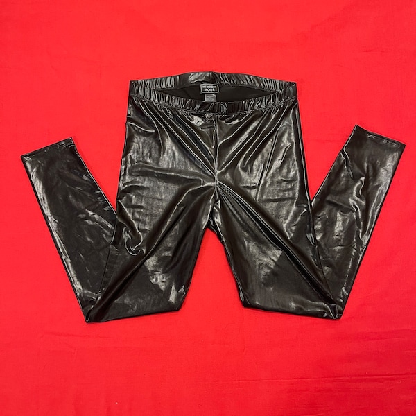 Midnight Hours Faux Leather Wet Look PVC Pants Goth Leggings L