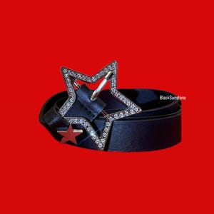 Rhinestone Star Buckle Faux Leather Belt