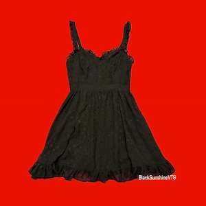 Royal Bones By Tripp NYC Black Flocked Skull Lace Emo Goth  Dress XL