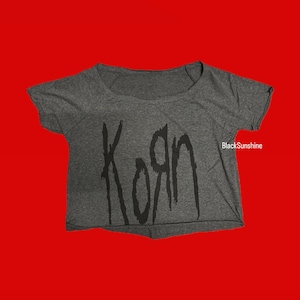 Korn Logo Cut off Y2K Girls Band Shirt L