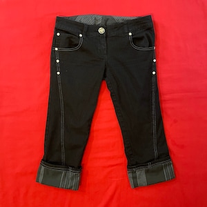 Y2K Lip Service Dark Wash Goth Capri Pants Sz 1