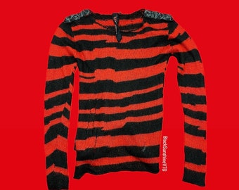 VTG Lip Service Nevermind the Mohair Black and Red Striped Bondage Alt Punk Sweater XL