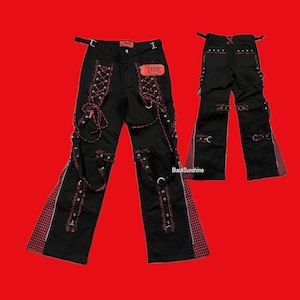 Tripp NYC Bo Peep Red Plaid Dark Street Mall Goth Emo Pants Size 5