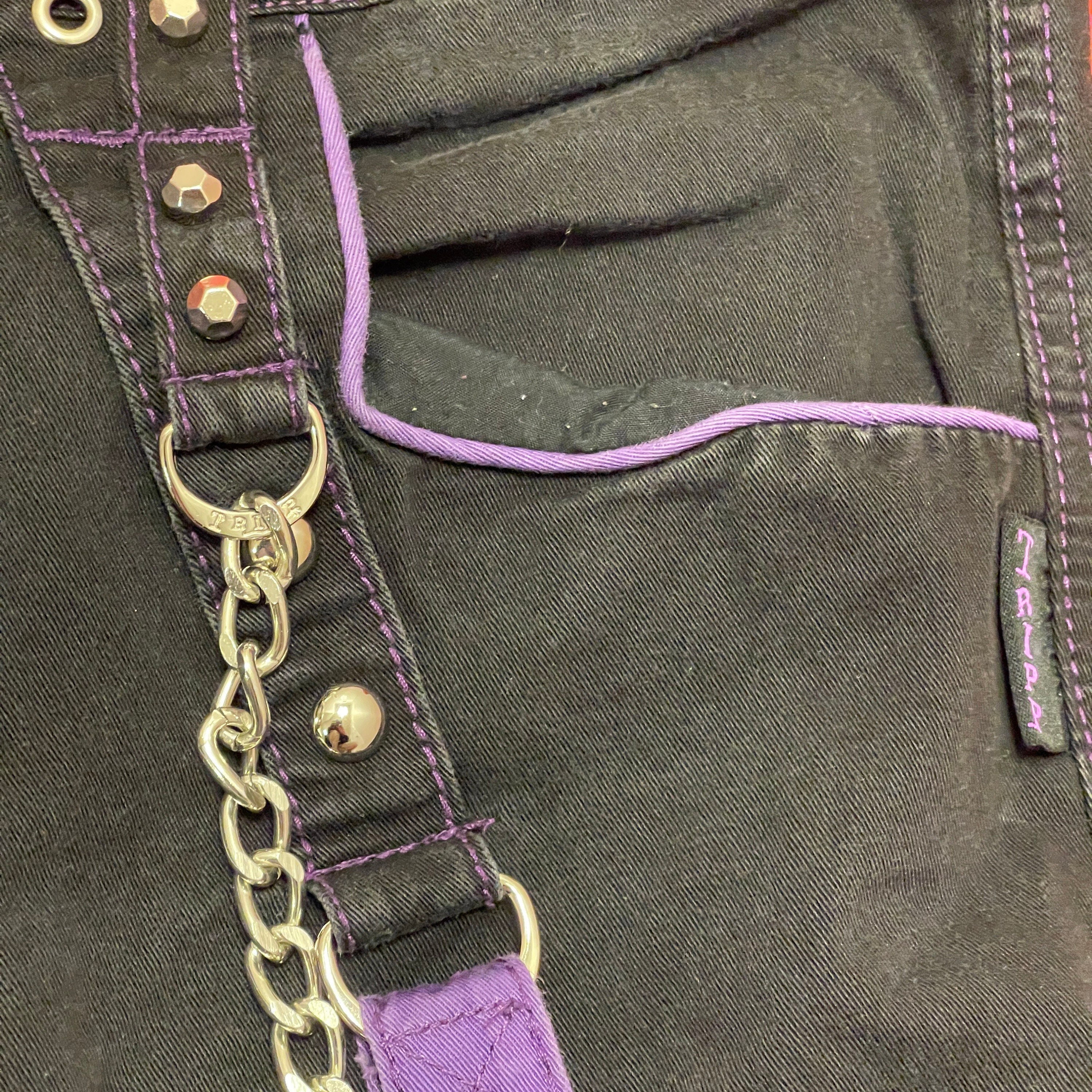 VTG Tripp NYC Purple Bondage Strap Chain Mall Goth Pants Size 11 US -   Denmark