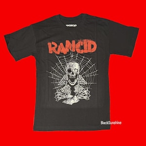 Rancid Mohawk Skeleton Spiderweb Punk Band Shirt S