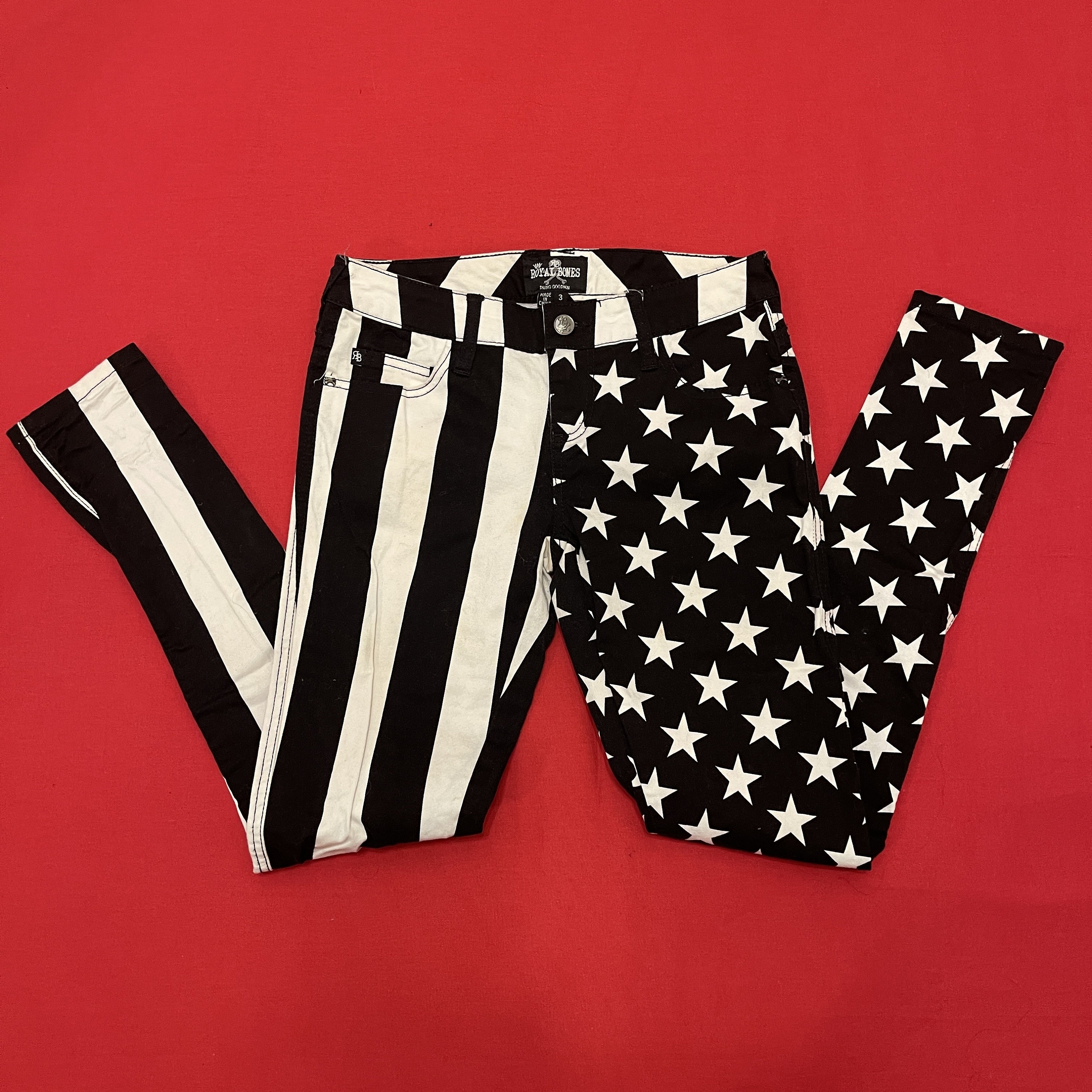 Royal Bones Black And White Split Leg Jeans Royal Bones By Tripp