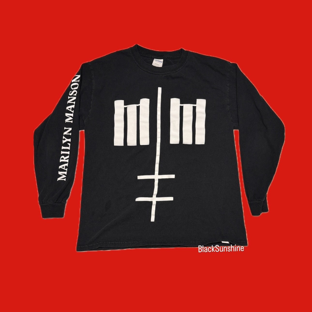 Marilyn Manson Heaven Upside Down Cross White Font Logo Goth