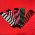 Striped Arm Warmers with Thumbhole Emo Goth Scene Alt Gloves ( black / white / pink / red / green )
