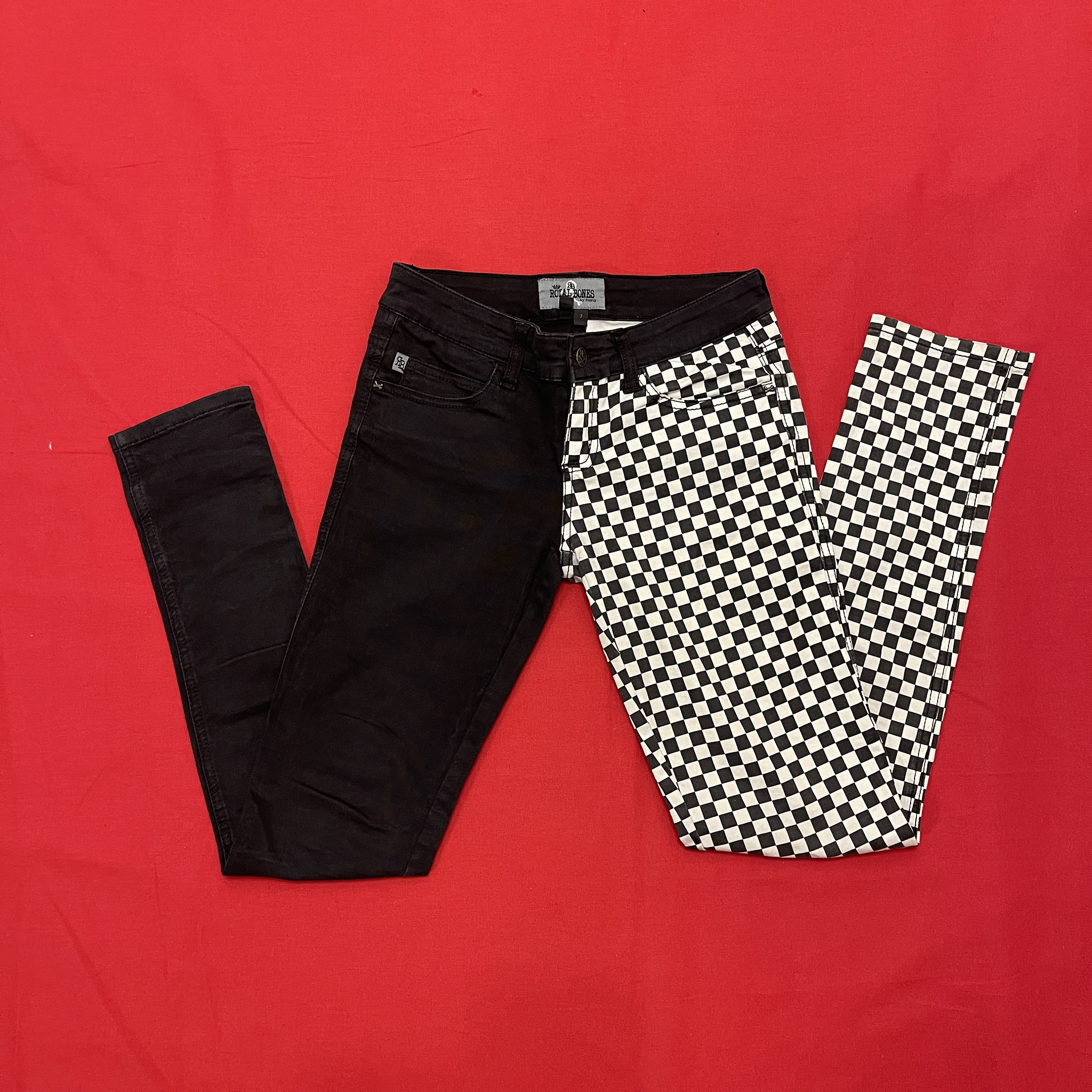 Royal Bones by Tripp NYC Split Leg Pants Black White Checkered