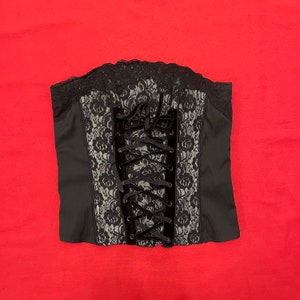 VTG Tripp NYC Black Lace  Goth Corset Top L