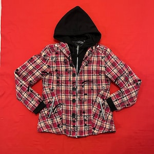 VTG Living Dead Souls Spooky Skull geruite hoodie met rits XL