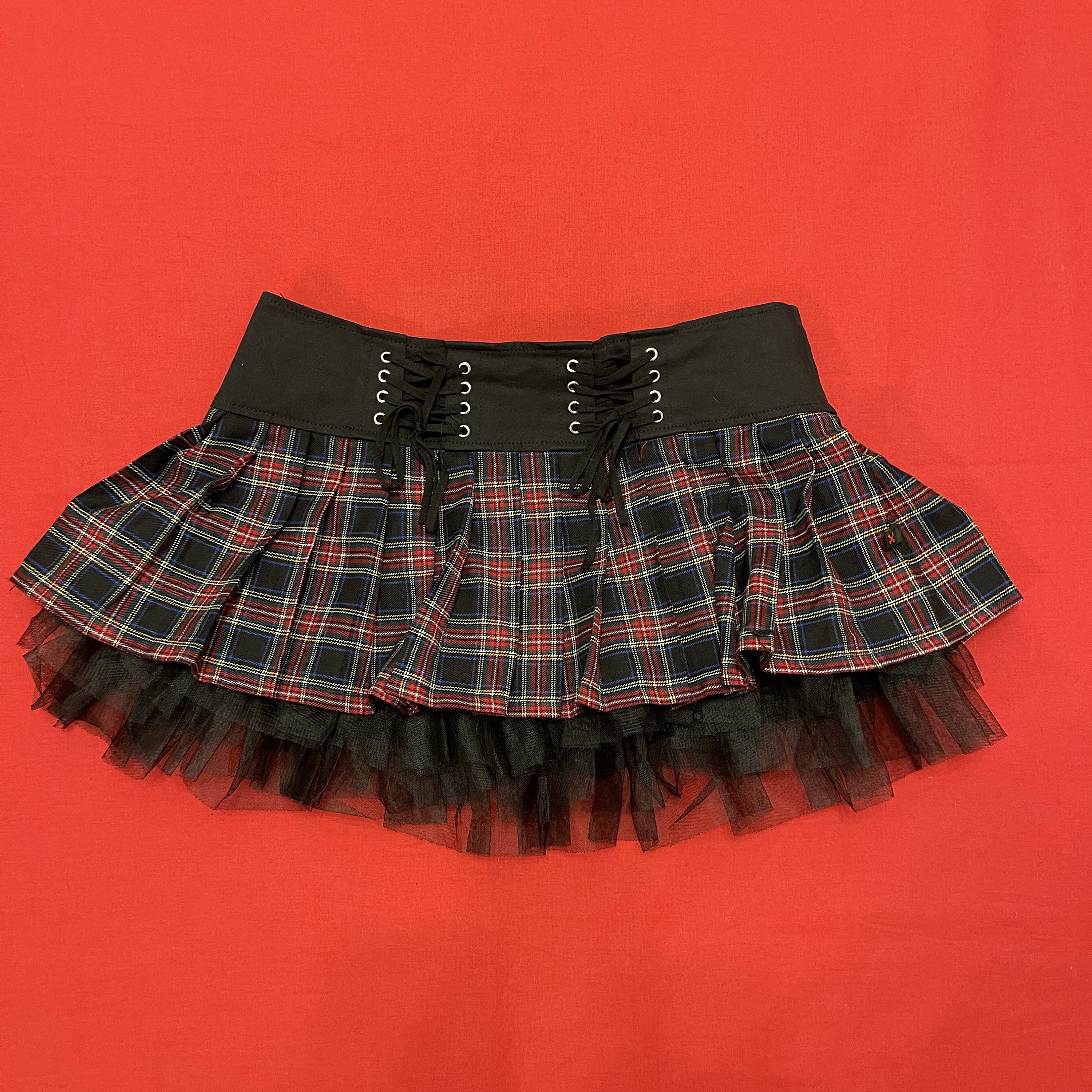 Royal Bones By Tripp Red Plaid Skirt