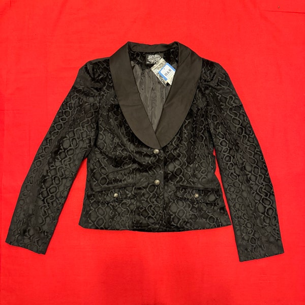 Hearts & Roses Velvet Elegant Goth Blazer Jacket Button Coat