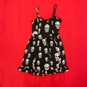 VTG Royal Bones Black & White Skulls Goth Dress M