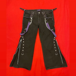 VTG Tripp NYC Purple Bondage Strap Chain Mall Goth Pants Size 11 US