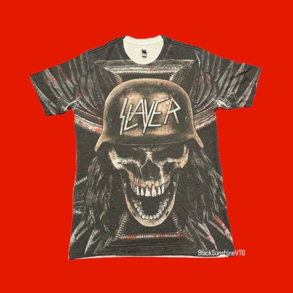 Slayer Bloody Army Skull Graphic Metal Band Shirt 