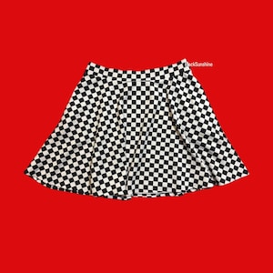 HT Black & White Checkered Emo Skater Skirt M