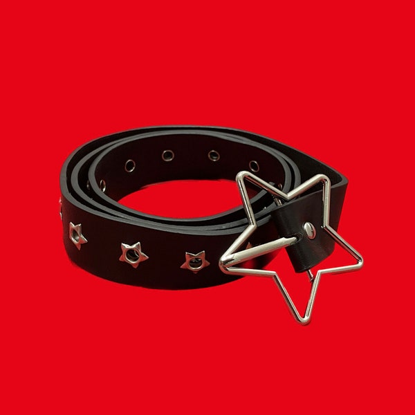 Star Buckle & Star Shaped Eyelets Alt Goth Emo Belt