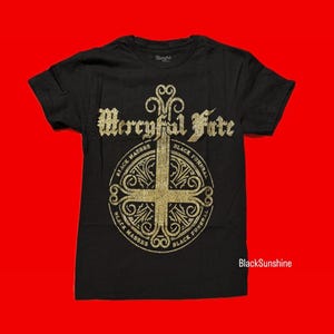 Mercyful Fate Black Funeral Gold Glitter Metal Band Shirt M