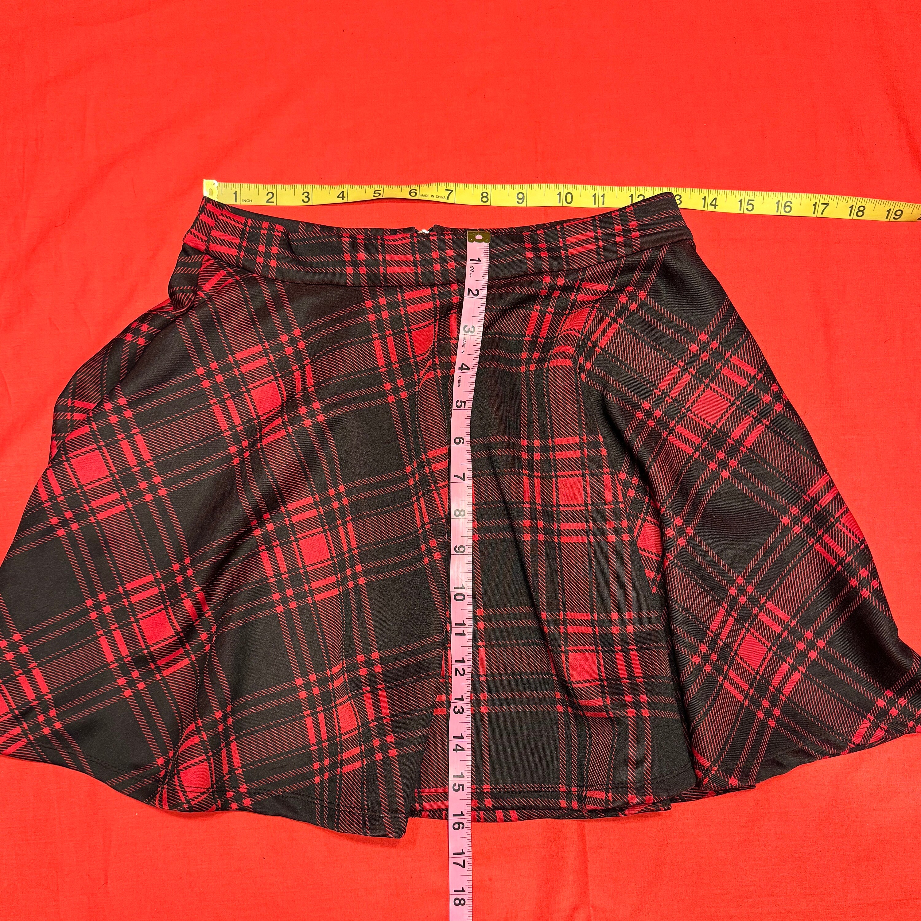 HT Red Black Plaid Front Zipper Mall Goth Emo Skirt S - Etsy