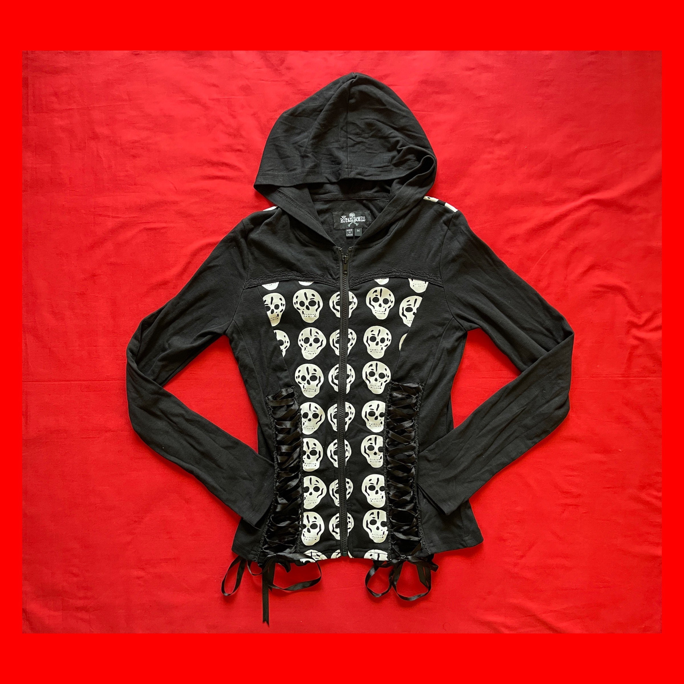 Royal Bones by Tripp NYC Skull Corset Lace Hoodie M