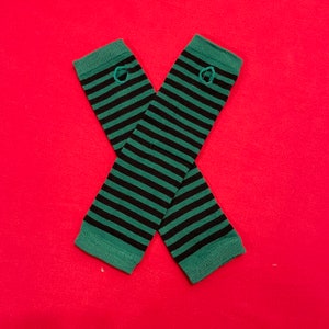 Striped Arm Warmers with Thumbhole Emo Goth Scene Alt Gloves black / white / pink / red / green green