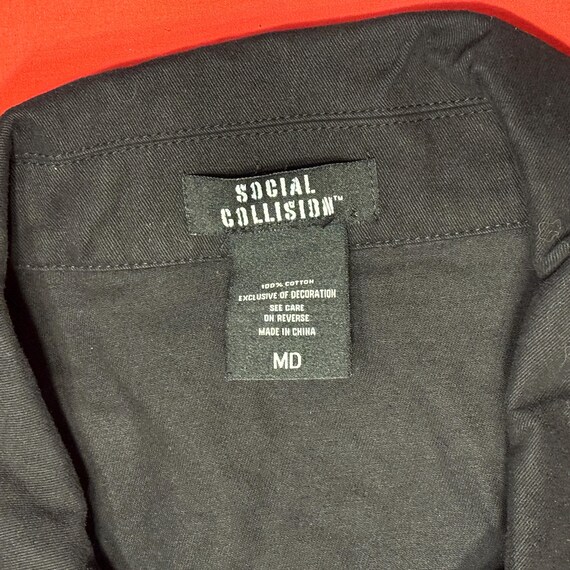 Skull Print Button Up Oversized Goth Men Shirt Ja… - image 2