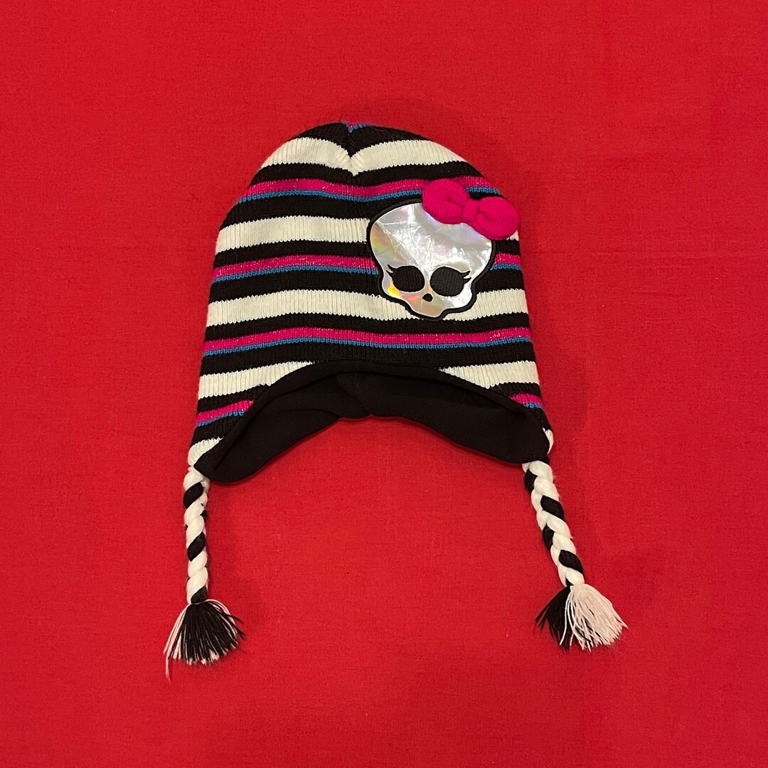 Monsters High Skull Pink White Beanie Small Etsy
