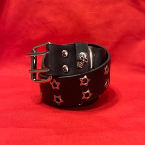 Star Shaped Eyelet with Skull Alt Goth Emo Belt