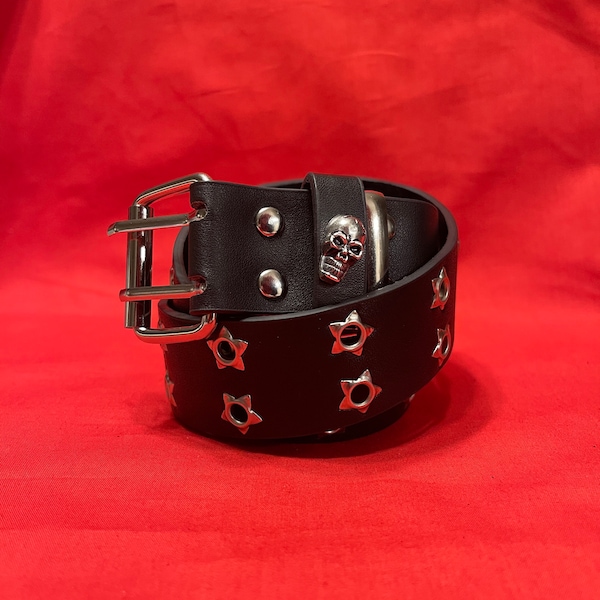 Star Shaped Eyelet with Skull Alt Goth Emo Belt