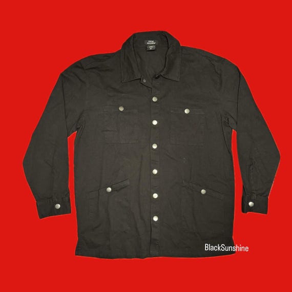 Skull Print Button Up Oversized Goth Men Shirt Ja… - image 4