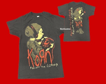 Vtg 1998 Korn Follow the Leader T-shirt Gray M 90s Nu Metal Hard