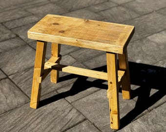 Handmade Rustic Wooden Stool Natural Wood Step Stool