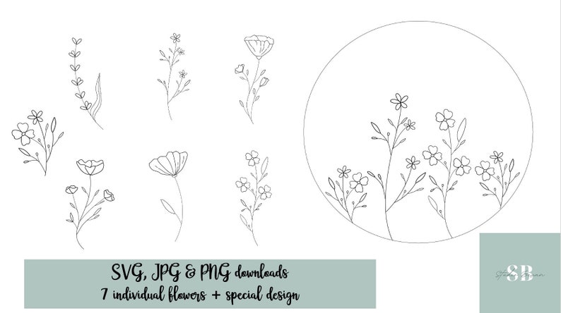 Boho Flower Bundle SVG JPG PNG for Cricut and Silhouette / - Etsy Ireland