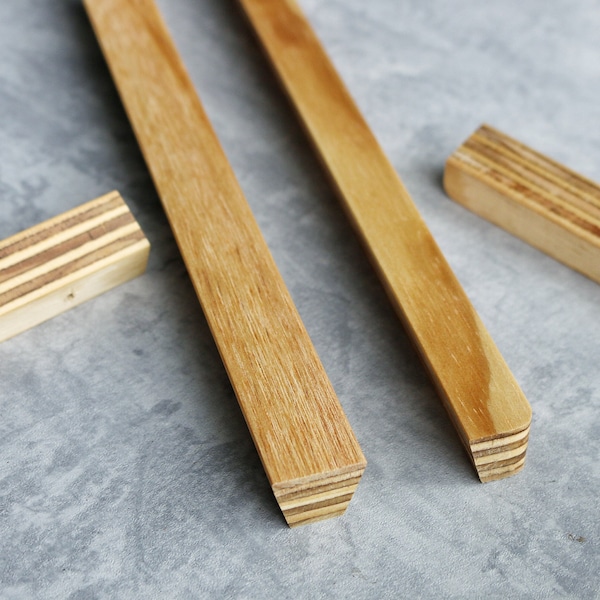 Birch Ply Wood Drawer Pulls, Wood handles, Modern Wood Pulls, Solid Wood Wardrobe handles, Wood Cabinet Pulls, Kitchen handles, Ikea handles