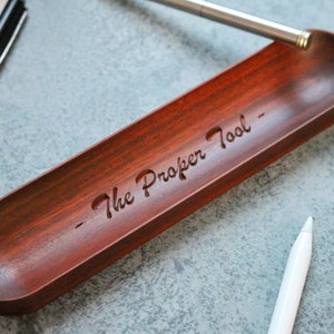 Iron Wood Pen Holder - Personalized Pen Rest For Desk - Pen Tray - Pencil Tray - Desk Organizer - Office Decor - Fathers Day Gift