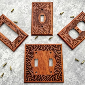 Engraved Wood Light Switch Cover, Wood Switch Plate Cover, Light Switchplate, Wallplate, Outlet Cover, Wall Decorative Cover