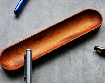 Tiger Wood Pen Holder: Personalized Desk Organizer