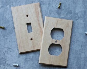 Wood Light Switch Cover, Real Wood Maple, Switch Plate Cover, Wood Light Switch Cover, Outlet Cover, Duplex, Wood Outlet Cover, Wall Switch