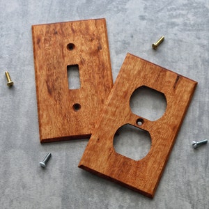 Wood Light Switch Cover, Real Tigerwood, Switch Plate Cover, Wood Light Switch Plate, Outlet Cover, Duplex, Wood Outlet Cover, Wall Switch