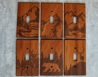 Engraved Wood Switch Plate Cover: Garapa Ash, Outdoors Design
